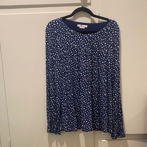 Boden Navy and White Patterned Top Size 12/Large